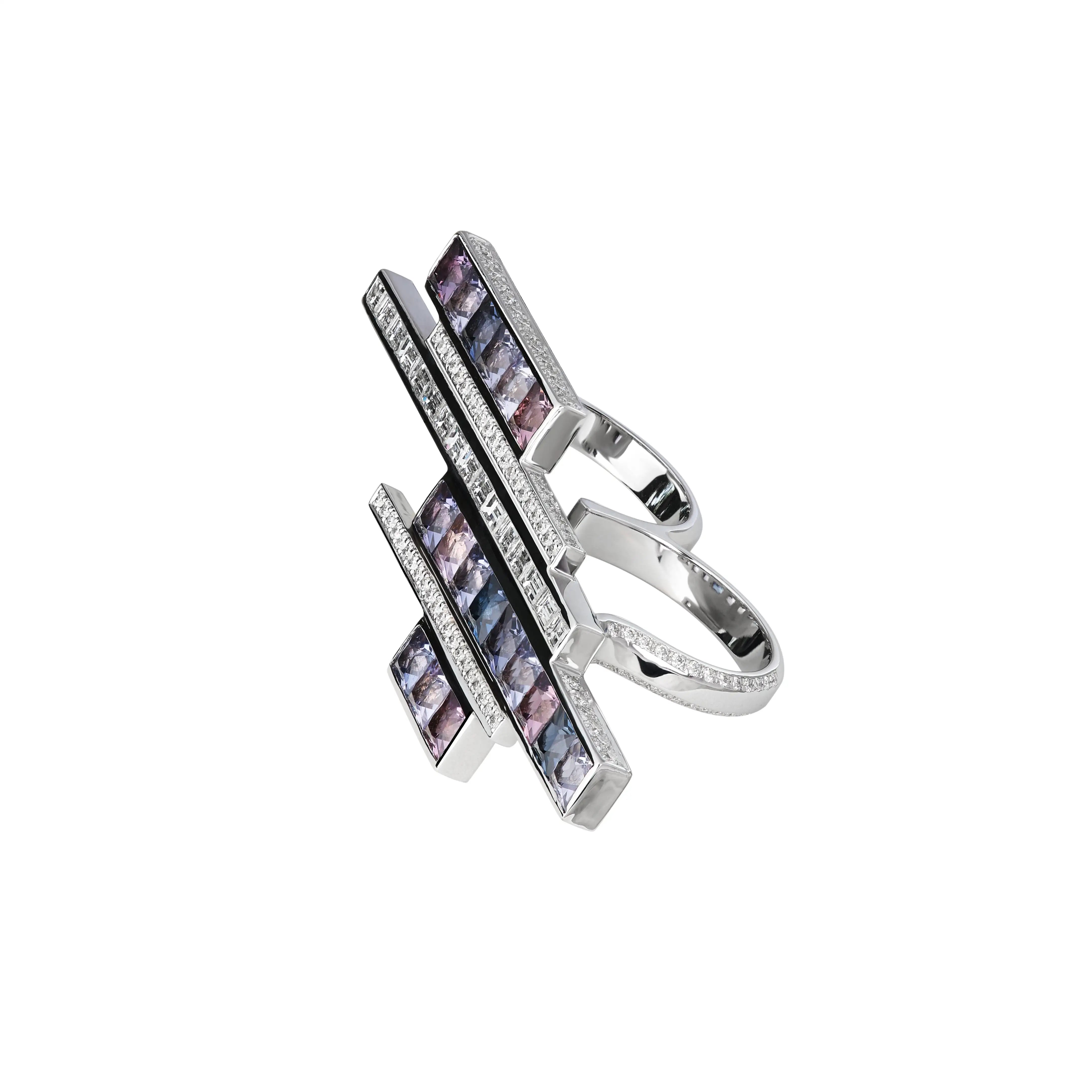 The Jazz Age Linear Moderne Double Ring