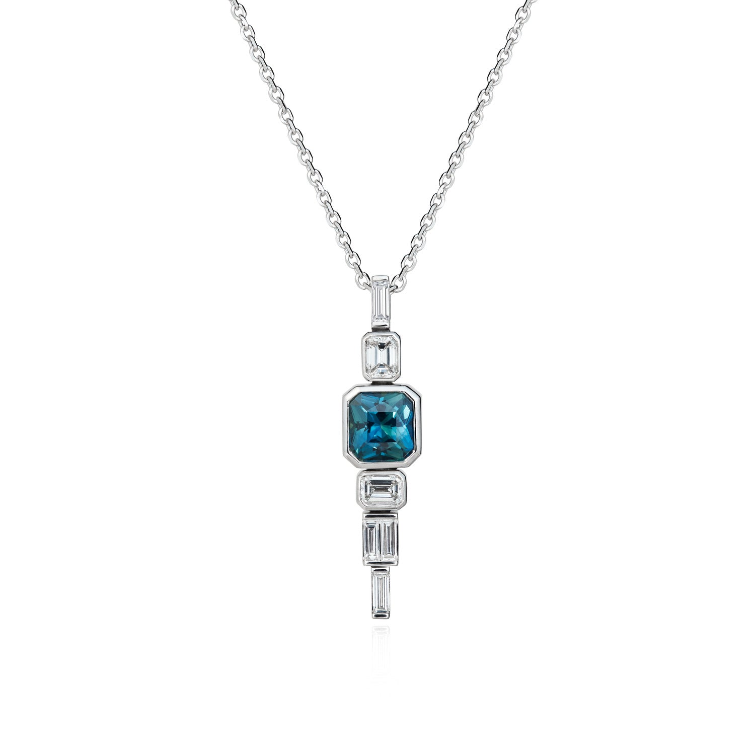 Jazz Age Linear Moderne Sapphire Necklace