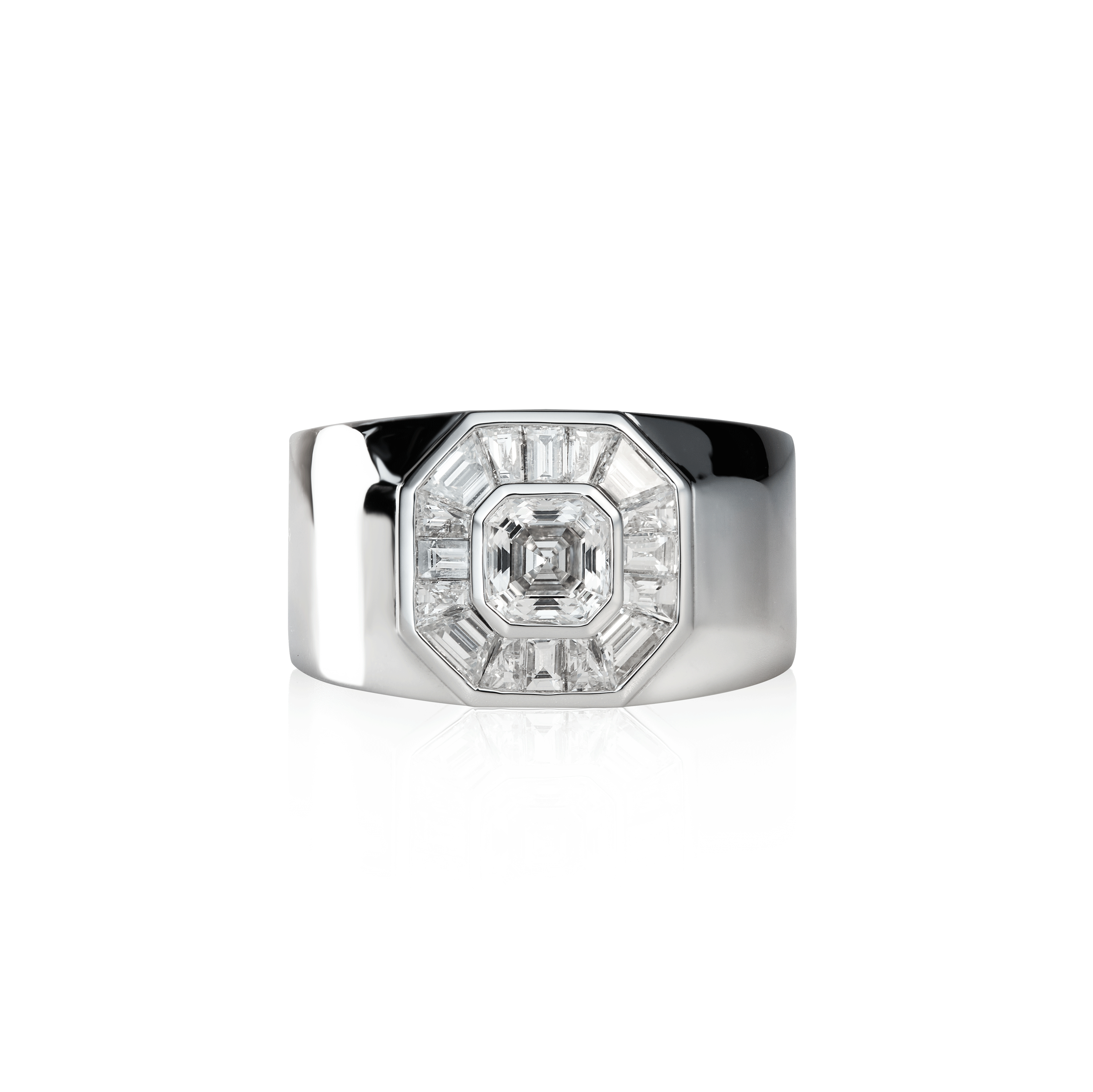 Deco Centennial Skylight Cigar Diamond Ring