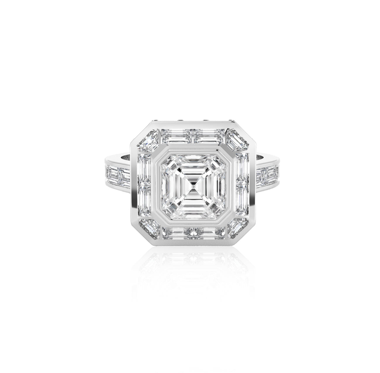 Deco Centennial Skylight Solitaire Diamond Ring