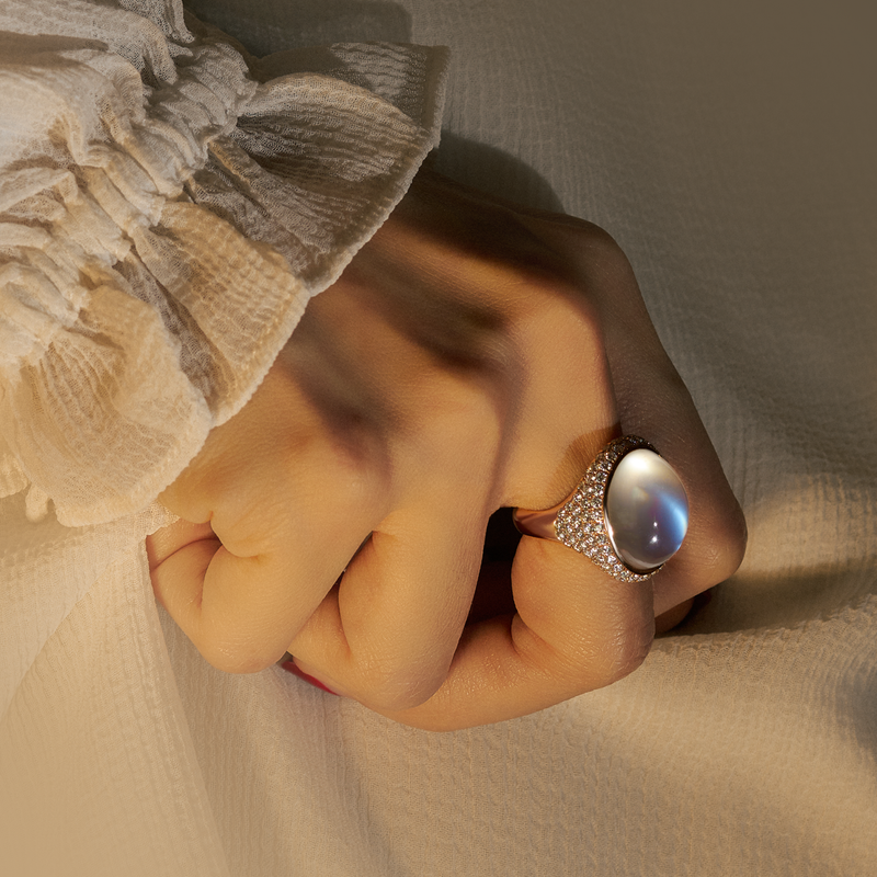 Moonlight Reverie Ring with Diamond Halo