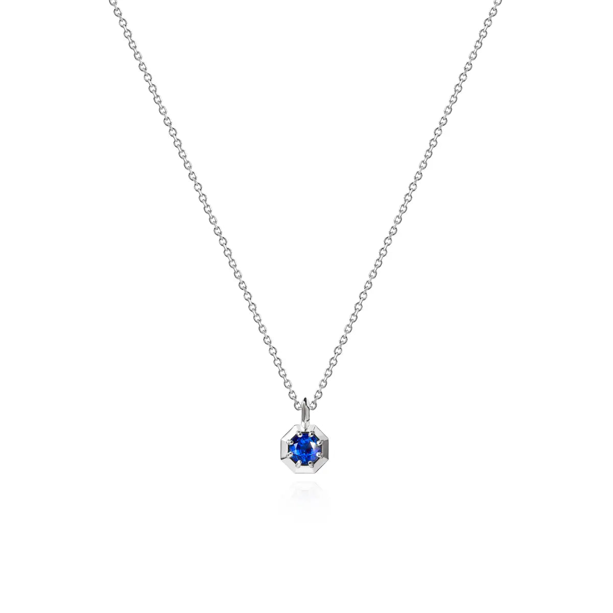 Blue gemstone pendant necklace with silver-tone chain