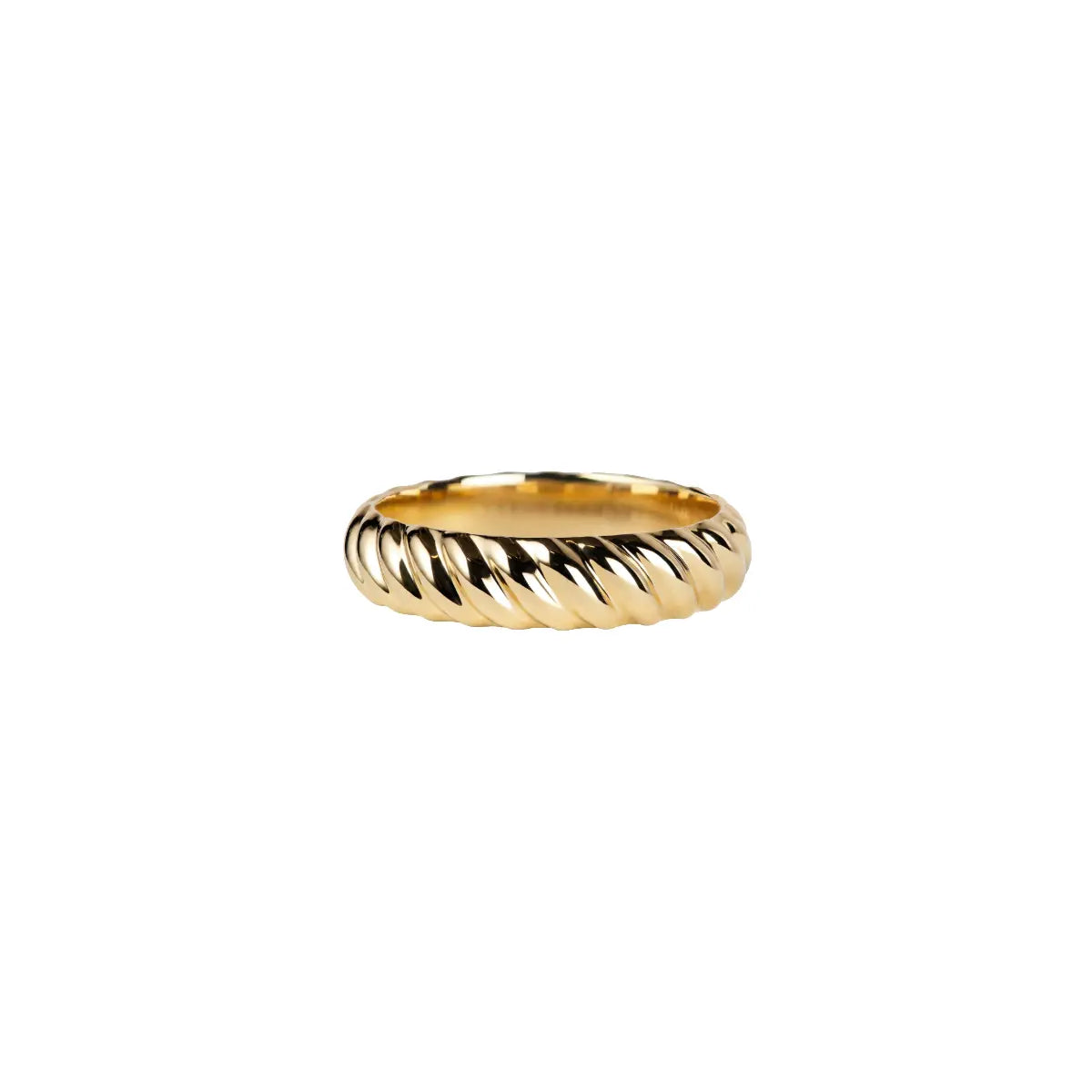Gold-tone braided weave band ring with glossy finish