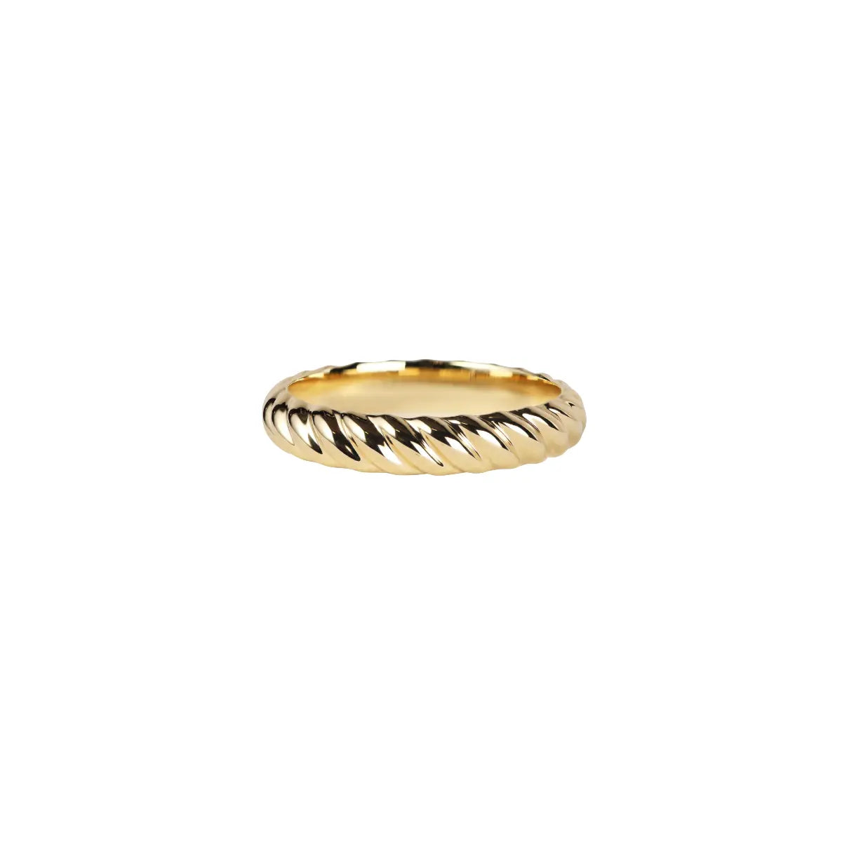 Gold-tone ridged weave band ring with braided diagonal pattern