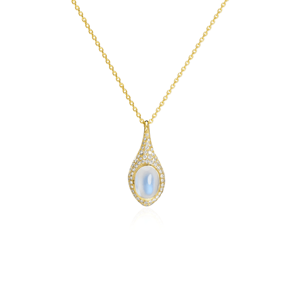 Moonlight Dewdrop Necklace with Diamond Pavé