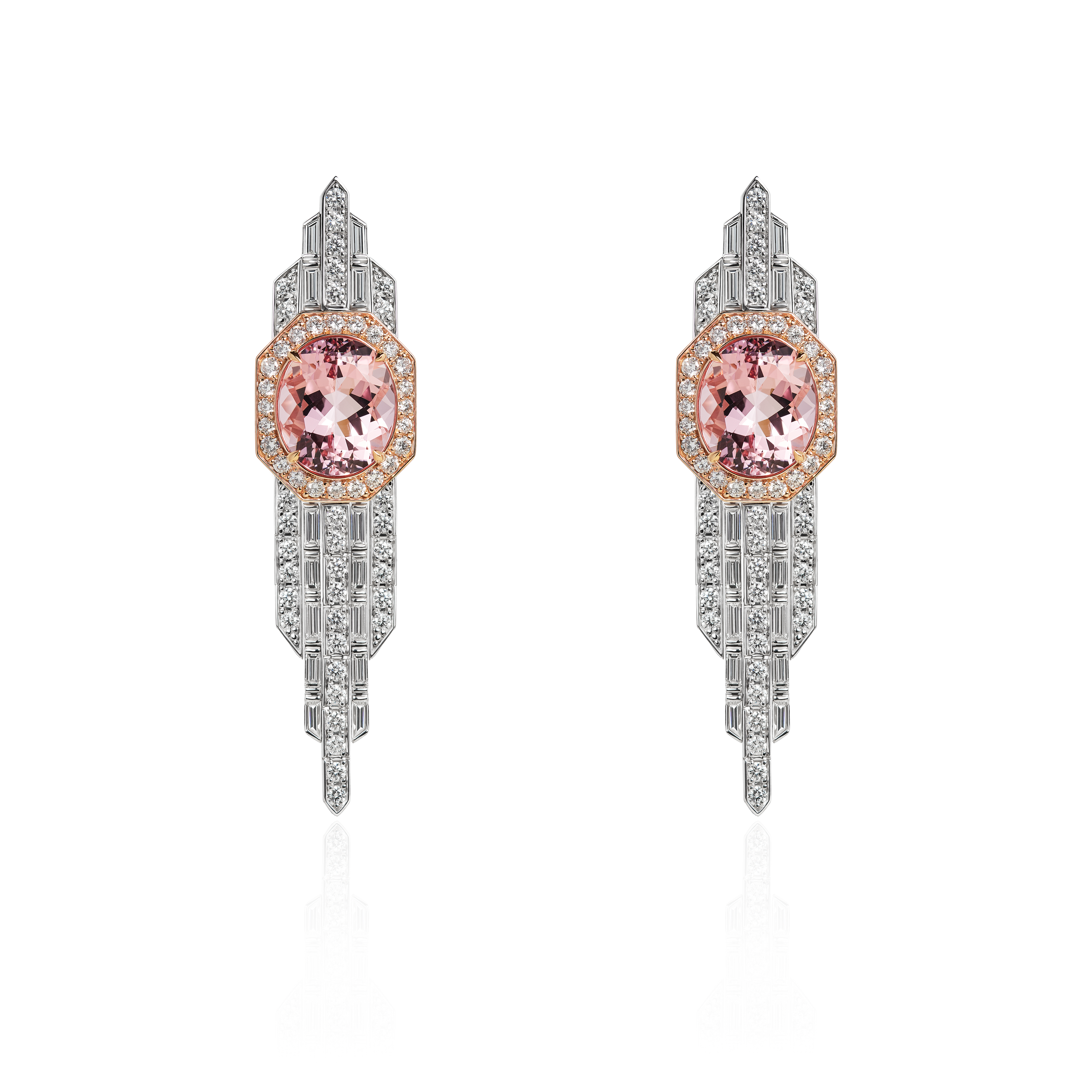 Jazz Age Deco Empire Morganite Earrings