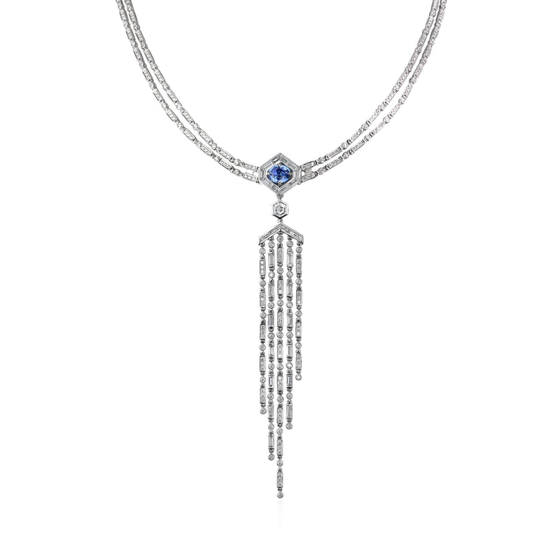 Jazz Age Crescendo Convertible Sapphire and Diamond High Jewel (Necklace/Earrings)