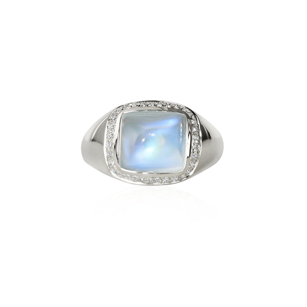 Moonlight Allure Ring with Diamond Halo