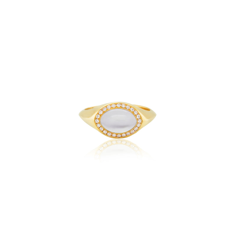 Moonlight Grace Ring with Diamond Halo