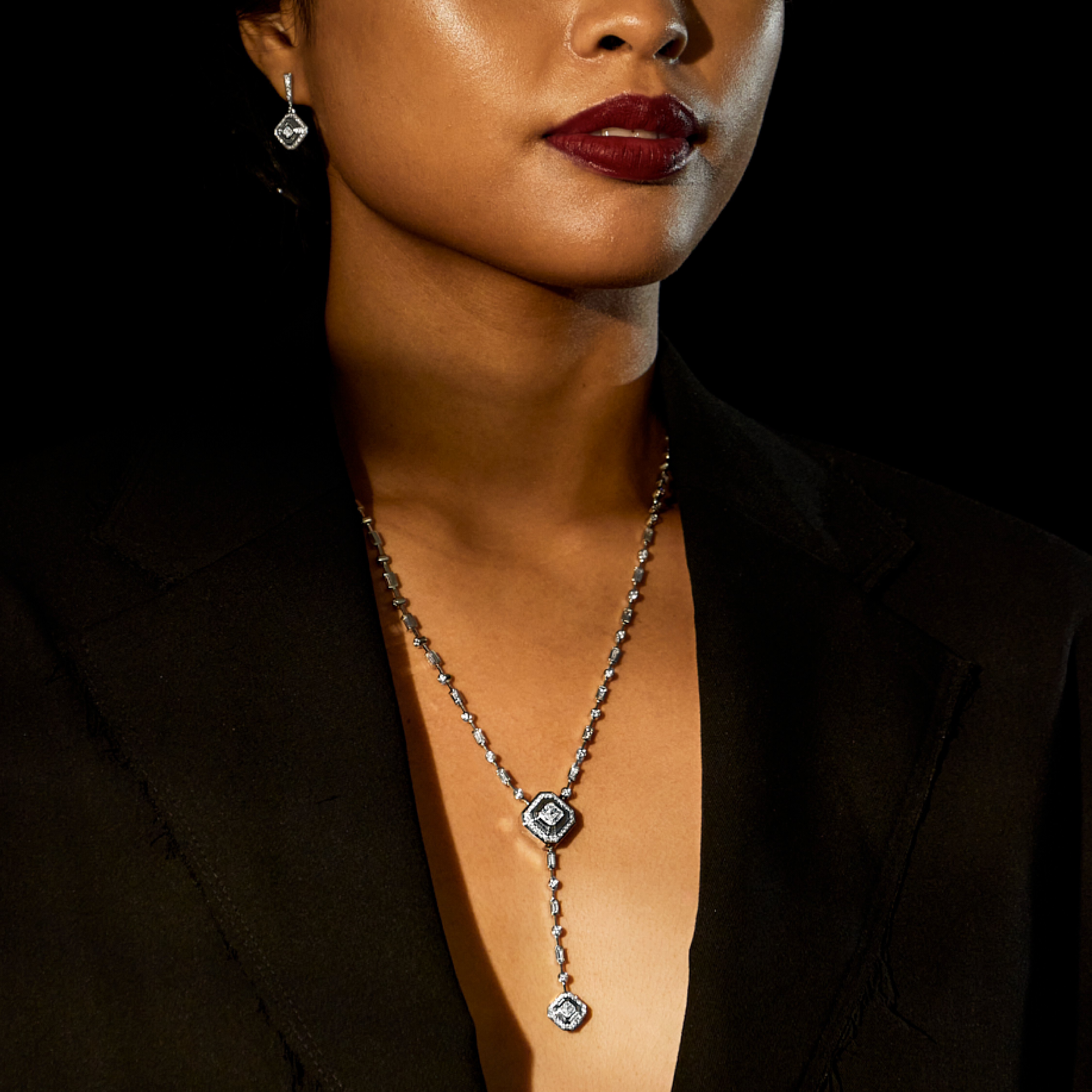 Deco Centennial Luminaire Diamond Lariat Necklace