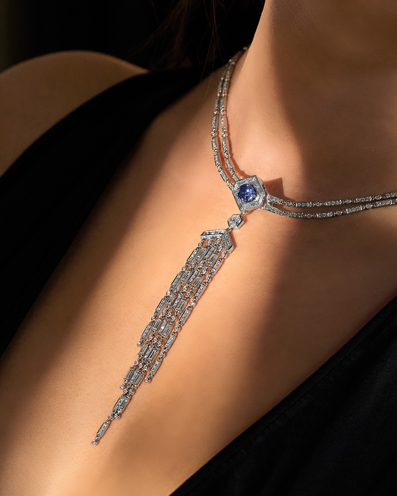 Jazz Age Crescendo Convertible Sapphire and Diamond High Jewel (Necklace/Earrings)