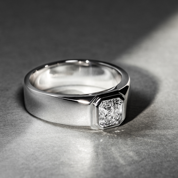 Deco Centennial Skylight Signet Diamond Ring