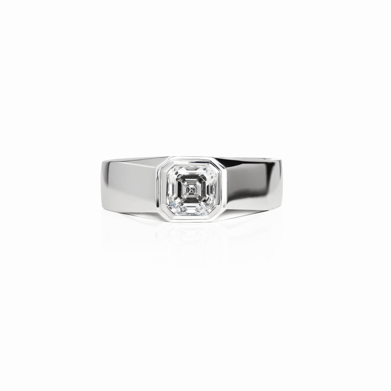 Deco Centennial Skylight Signet Diamond Ring