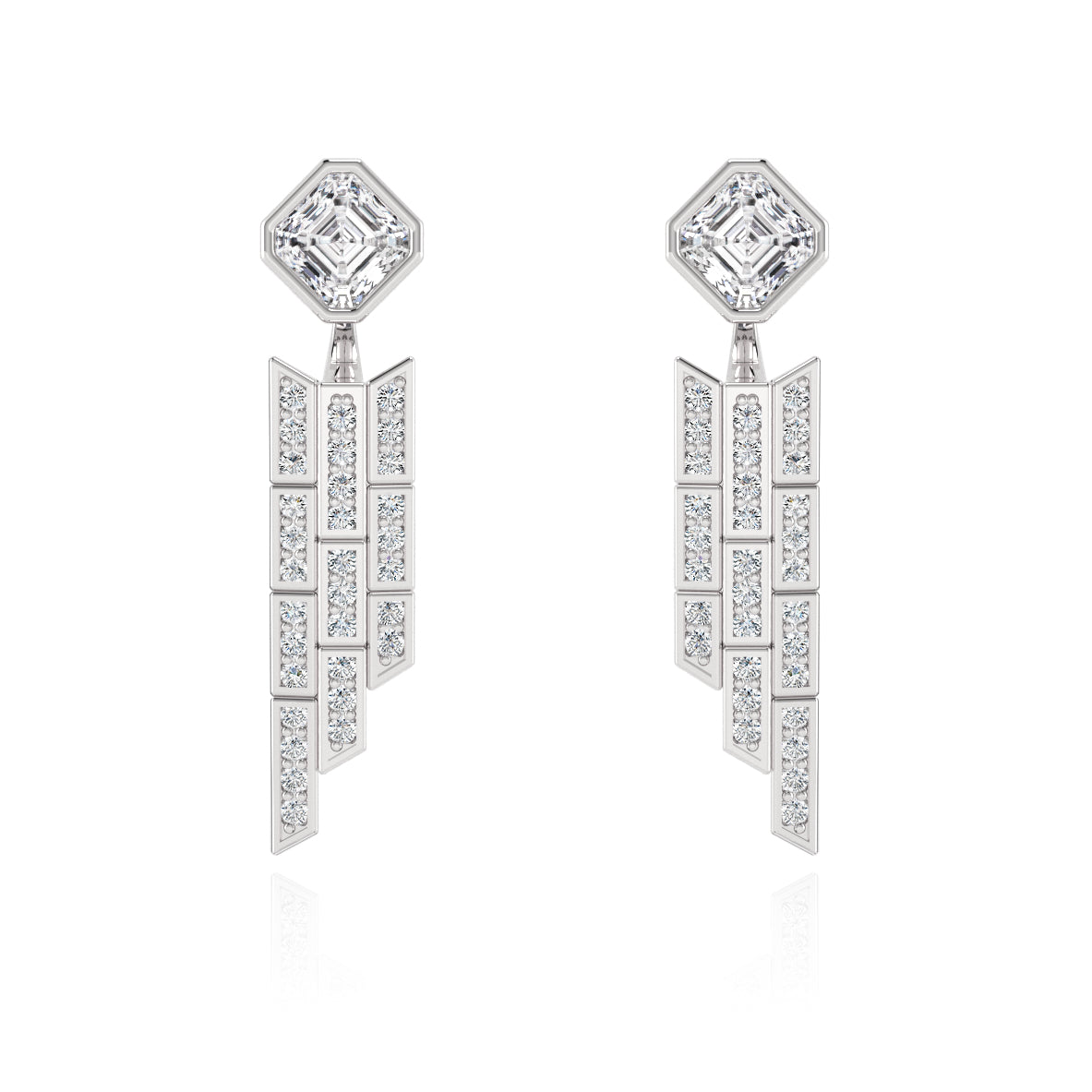 Deco Centennial Twenties Tassel Diamond Convertible Earrings