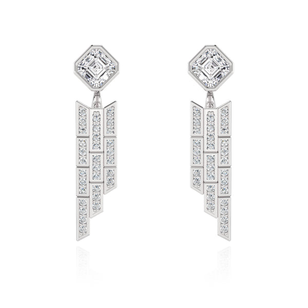 Deco Centennial Twenties Tassel Diamond Convertible Earrings