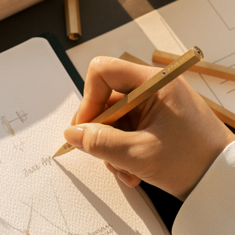 Safekeeper's Brass Pen with Sapphire