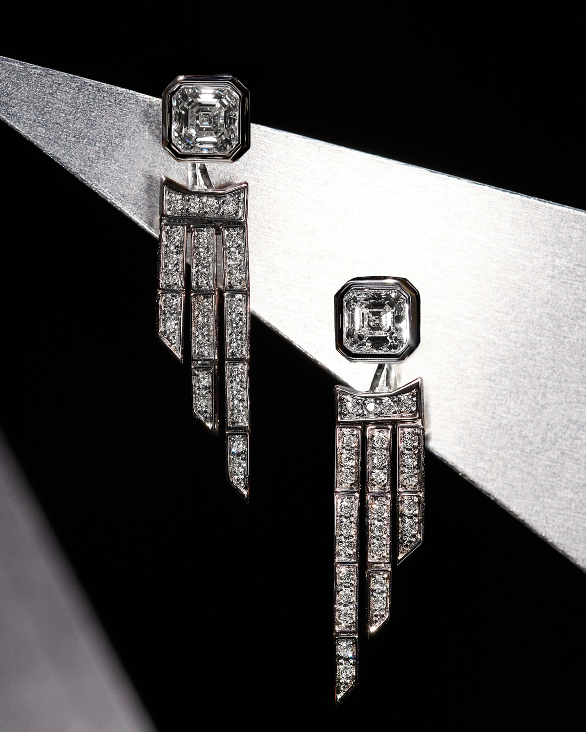 Deco Centennial Twenties Tassel Diamond Convertible Earrings