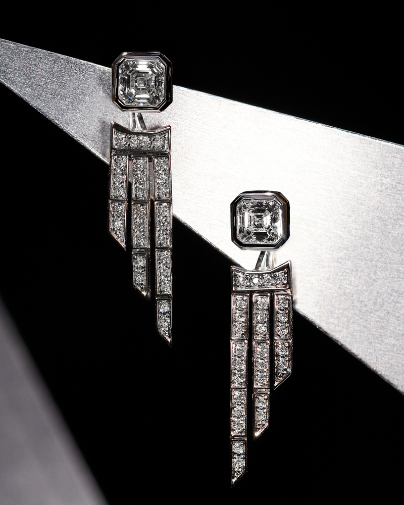 Deco Centennial Twenties Tassel Diamond Convertible Earrings