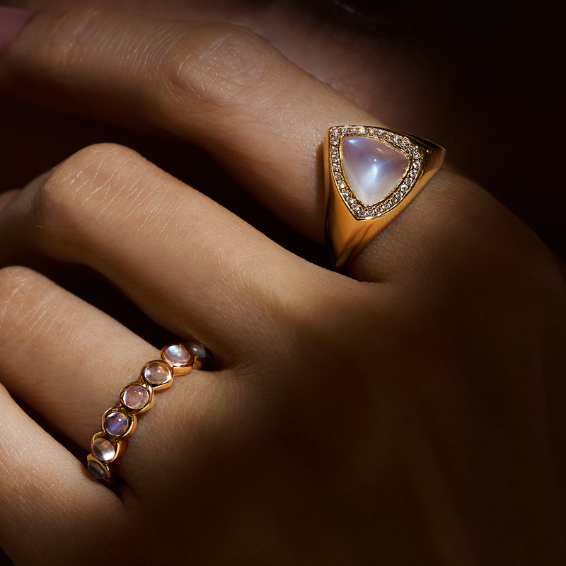 Moonlight Aura Ring with Diamond Halo