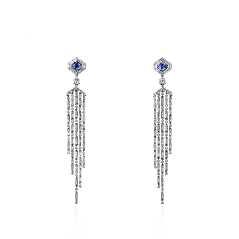 Jazz Age Crescendo Convertible Sapphire and Diamond High Jewel (Necklace/Earrings)
