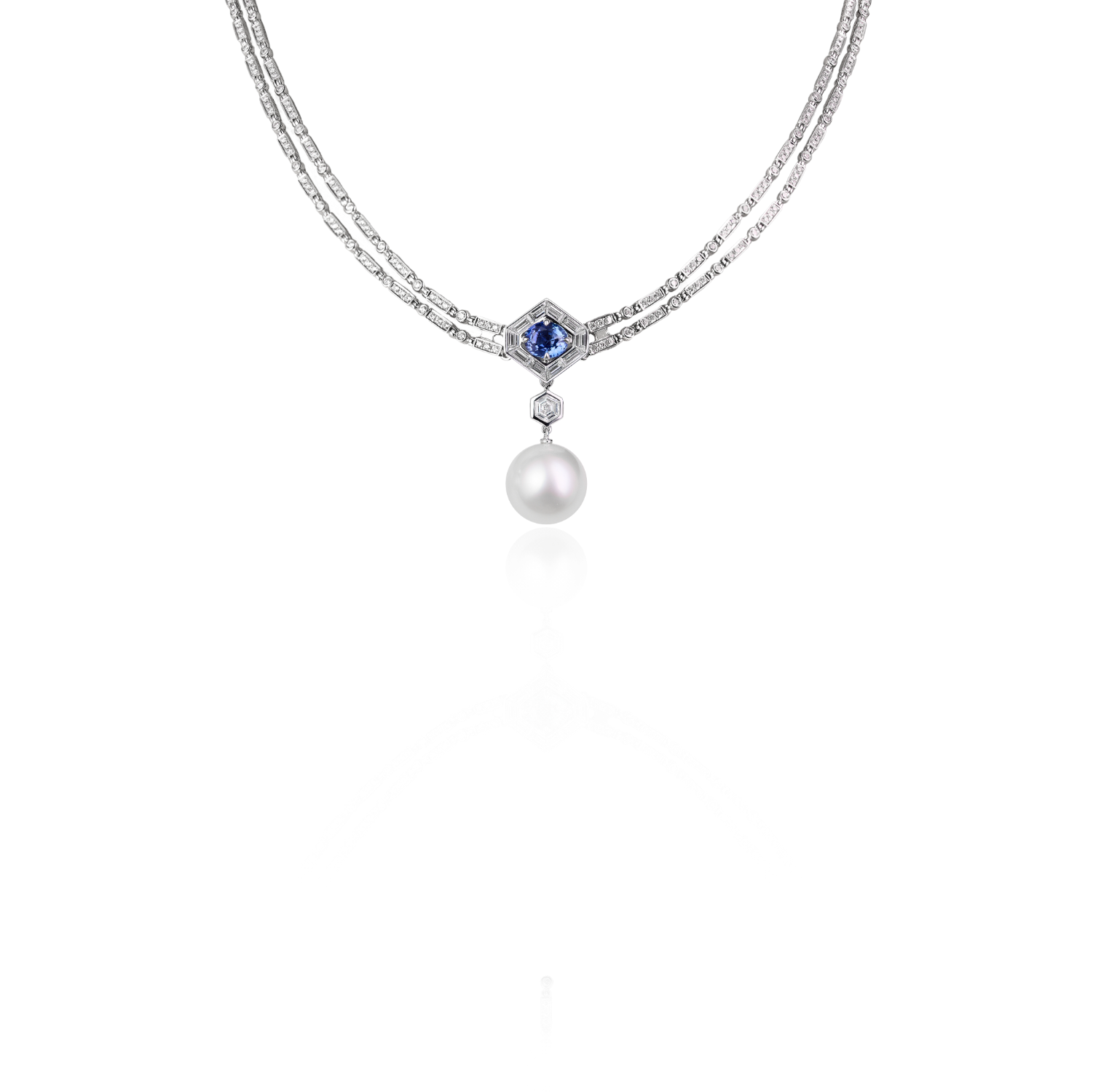 Jazz Age Crescendo Convertible Sapphire and Diamond High Jewel (Necklace/Earrings)