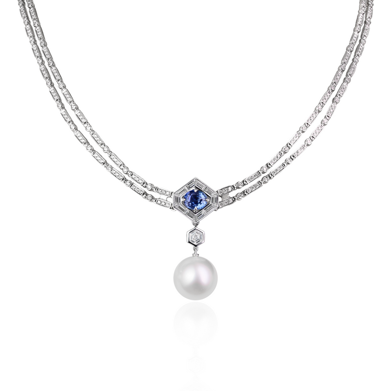 Jazz Age Crescendo Convertible Sapphire and Diamond High Jewel (Necklace/Earrings)