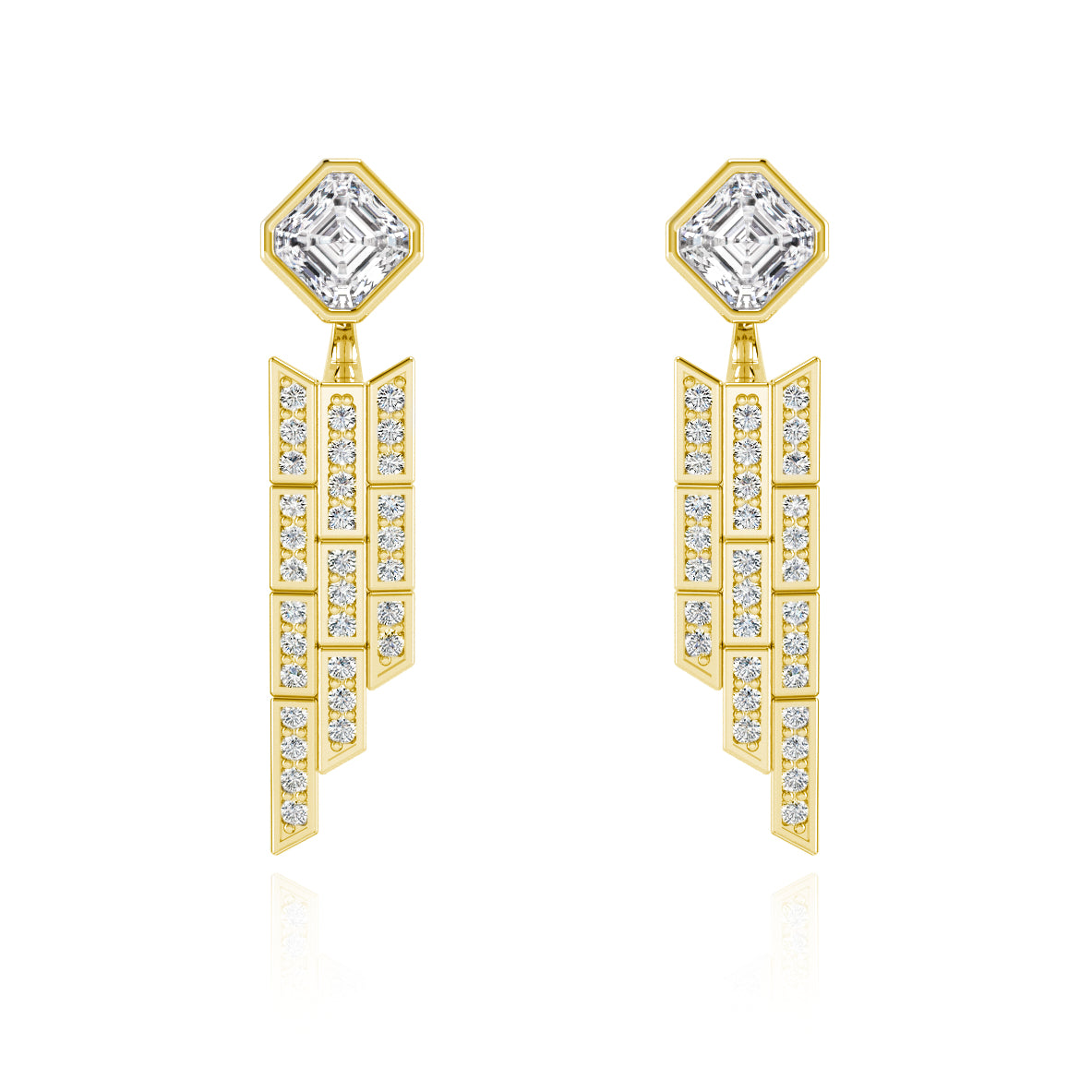 Deco Centennial Twenties Tassel Diamond Convertible Earrings