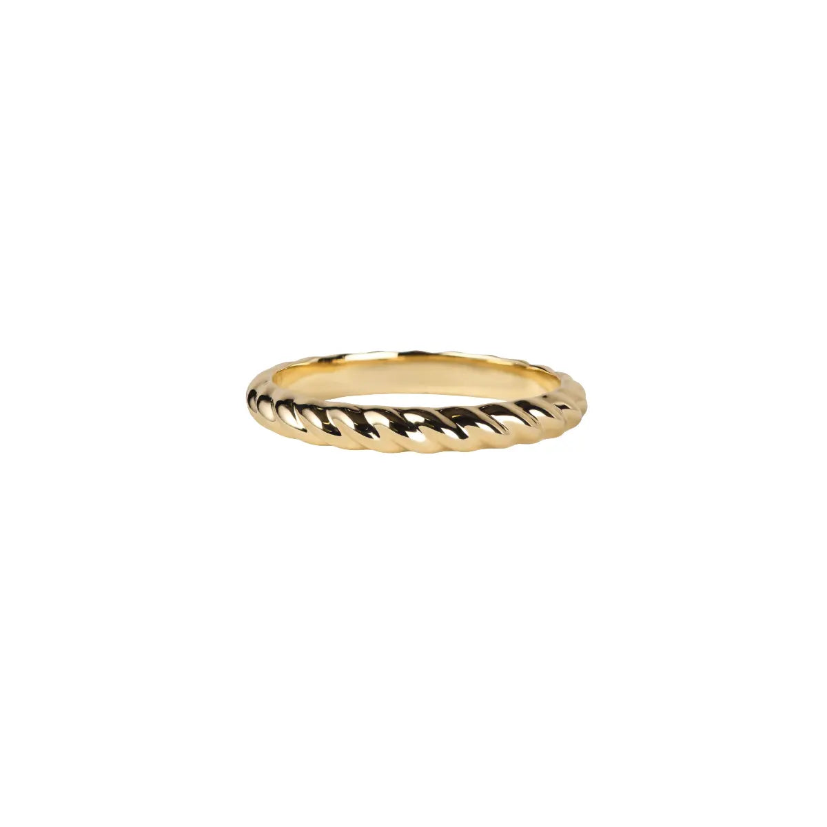 Gold-tone dainty weave ring band with braided pattern around the shank