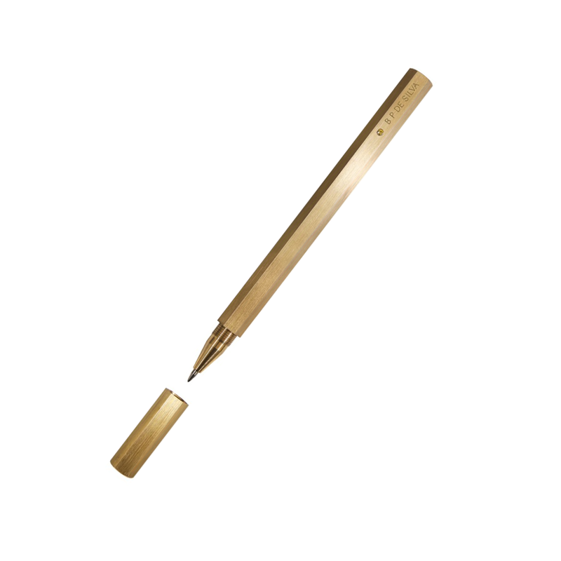 Safekeeper's Brass Pen with Sapphire
