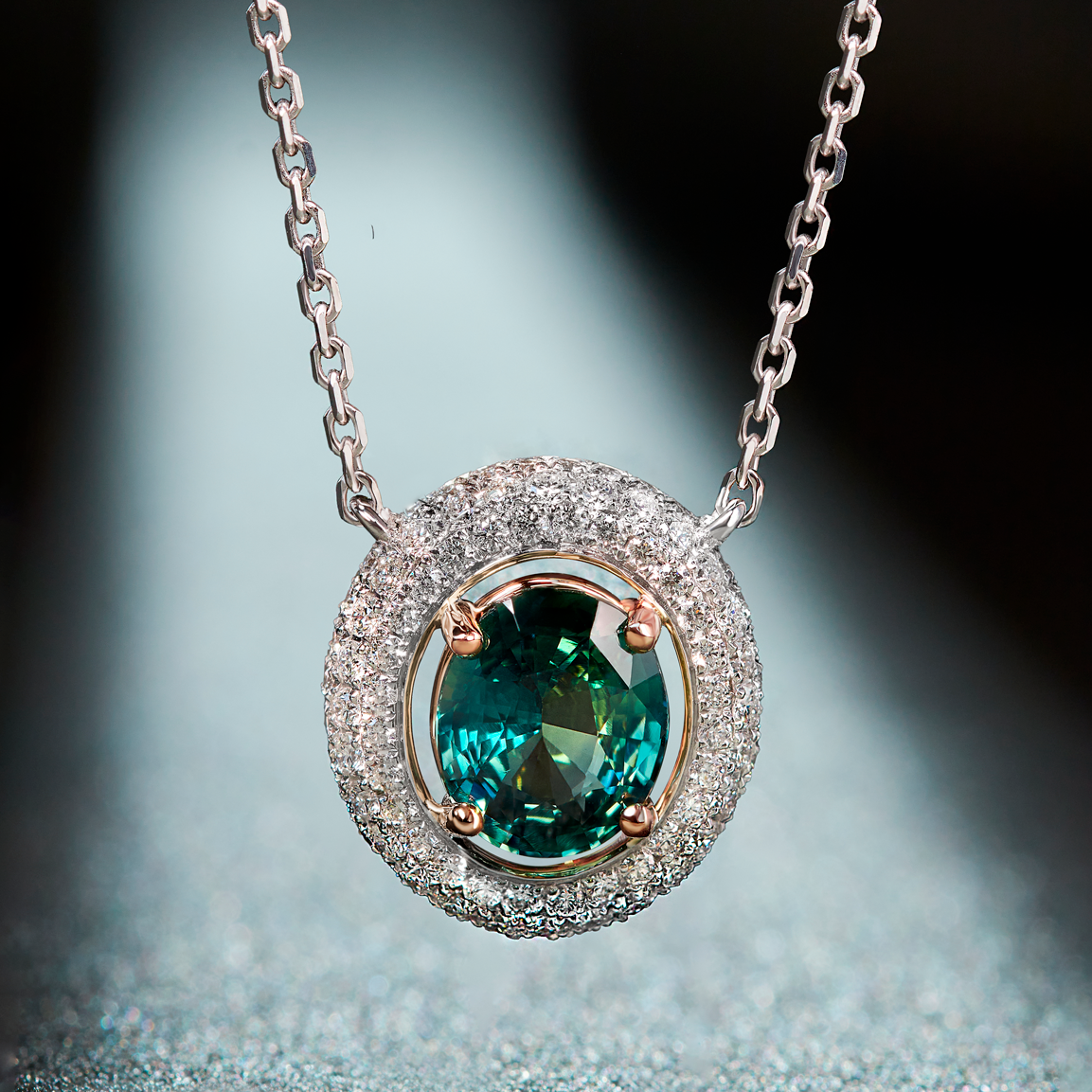 The Plush™ Bi-Coloured Teal Sapphire Necklace