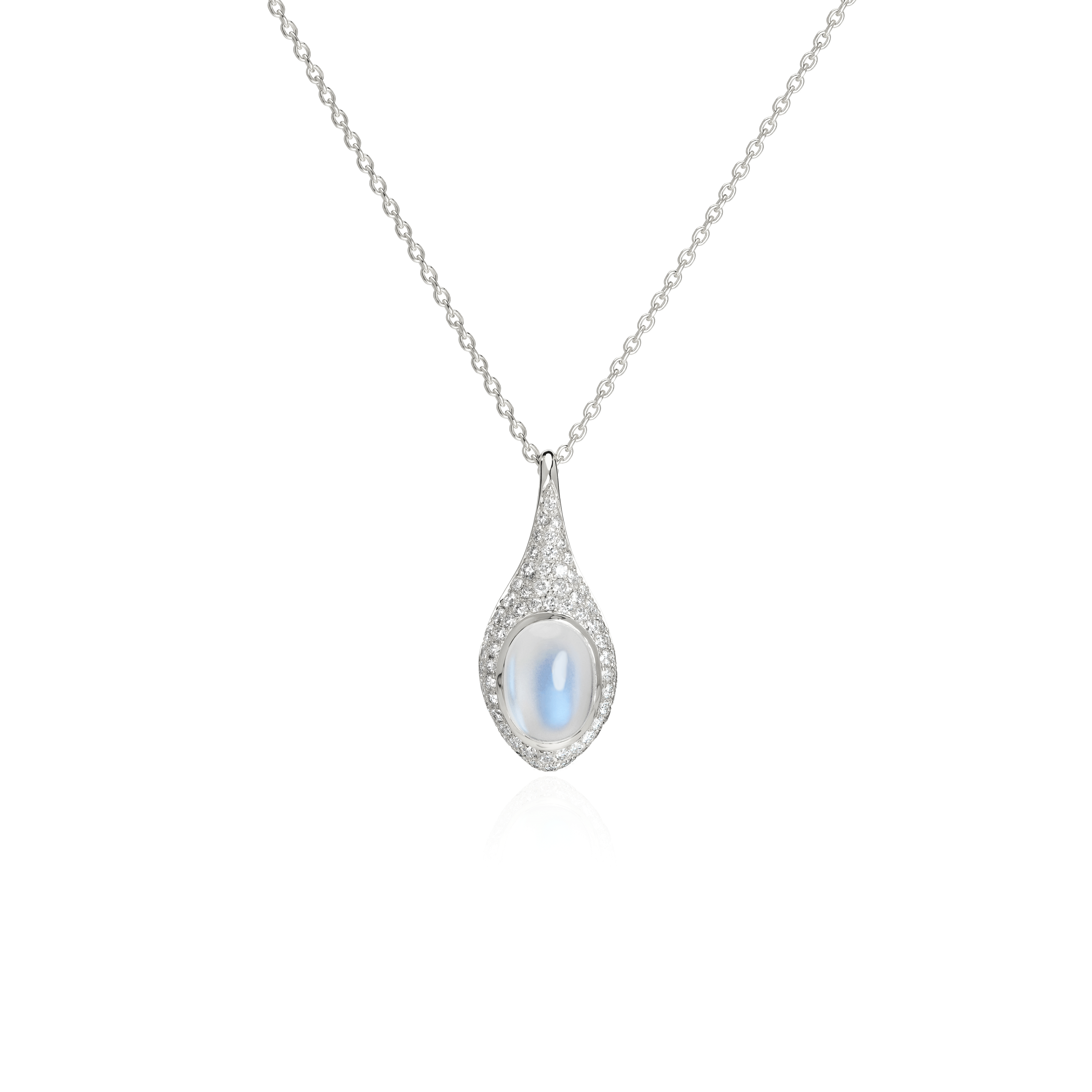 Moonlight Dewdrop Necklace with Diamond Pavé – B.P. de Silva Jewellers