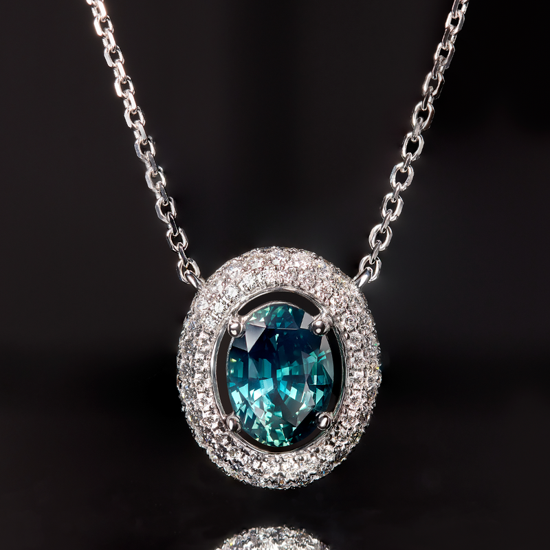 Teal sapphire pendant 2025