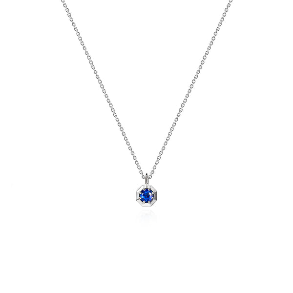 White gold necklace sale with sapphire pendant