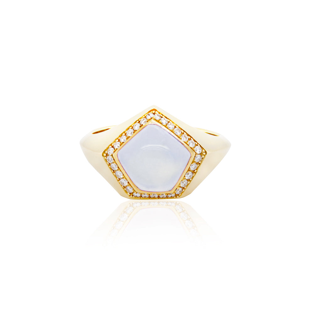Moonlight Magic Ring with Diamond Halo
