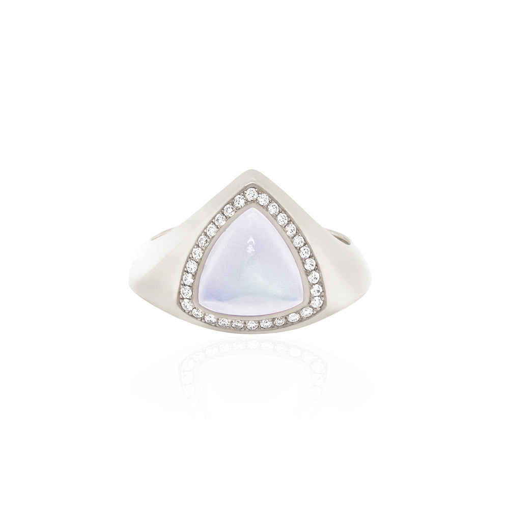 Moonlight Aura Ring with Diamond Halo